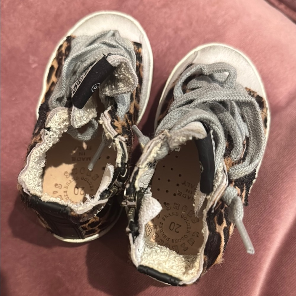 Golden Goose kids Brown and Gray High-Top Sneakers with Metallic - size 20 - Picture 4 of 4